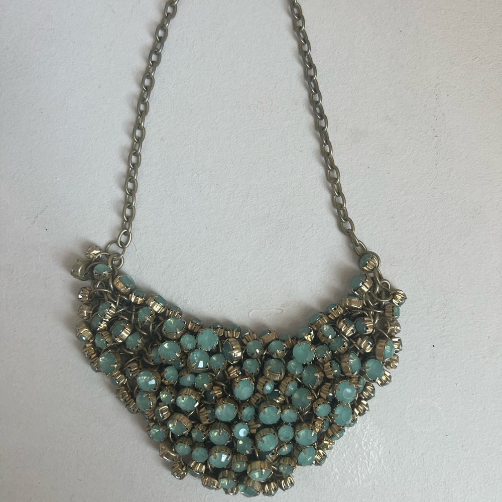 Beaded Teal Collar Necklace